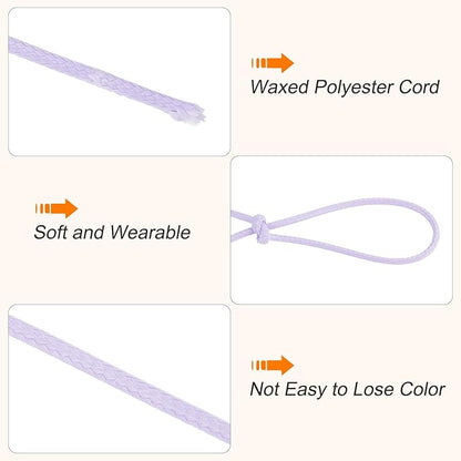 MECCANIXITY Waxed Cord 2.5mm Waxed Polyester Cord 87 Yard Wax String for Bracelet Making, Necklaces, Beading, Jewelry Making and DIY Crafts(Light Purple)