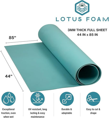LotusFoam Large 3mm EVA Foam Sheet - 44"x 85" High Density Foam 130 kg/m3 for Cosplay, Costumes, Crafts, Flooring, Outdoor Use - 35 Colors (Coral Blue) - Coral Blue
