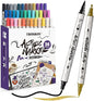 TRANSON 36 Colors Fine and Brush Dual-tip Acrylic Paint Marker Pen Set for Canvas Rock Wood Leather Ceramic DIY Painting