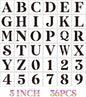 5 inch Letter Stencils for Painting On Wood,36pcs Stencils Letter Alphabet Number Stencil Templates for Wood Wall Signs Door Porch Fabric