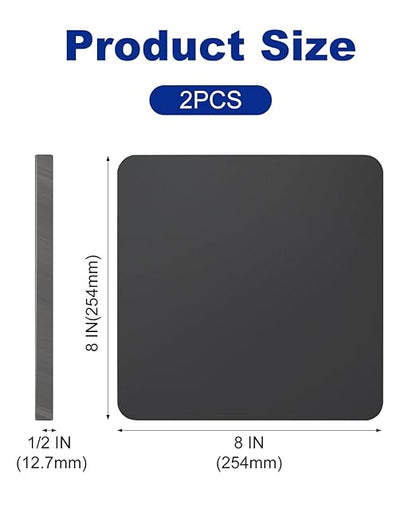 Rocaris 2 Pcs 8 x 8 x 1/2 Inch A36 Steel Plate Hot Rolled, Weldable Steel Sheet Metal for Auto Body Repair, DIY Projects, Industrial Support