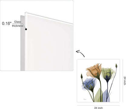 Empire Art Direct Frameless Free Floating Tempered Glass Panel Graphic Wall Art Ready to Hang, 24" x 24", Gentian Buddies, Multi-color Flower
