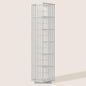 XIMN 360° Rotating Bamboo CD/DVD Shelf - 6-Tier Space-Saving Media Storage Cabinet for Movies, Organizer with Super Compact Design (White, 6 Tier)