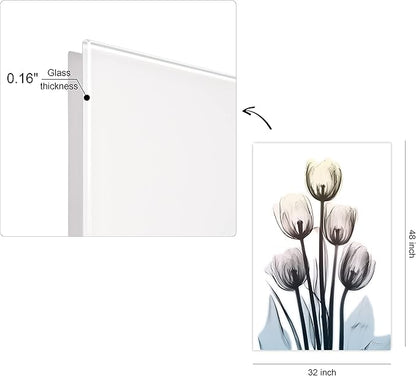 Empire Art Direct 48"x32" Frameless Tempered Glass Wall Art, Springing Tulips Wall Art, Flower Wall Decor, Ready to Hang, X-Photography Wall Decor, Living Room, Bedroom, Home Office