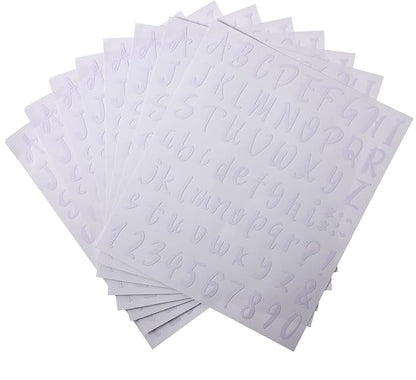 Outus 576 Pieces 8 Sheets Letters Stickers Self Adhesive Vinyl Letter Alphabet Number Stickers Mailbox Numbers Sticker, Decals for Classroom Decor, Sign, Door(White,1 Inch)