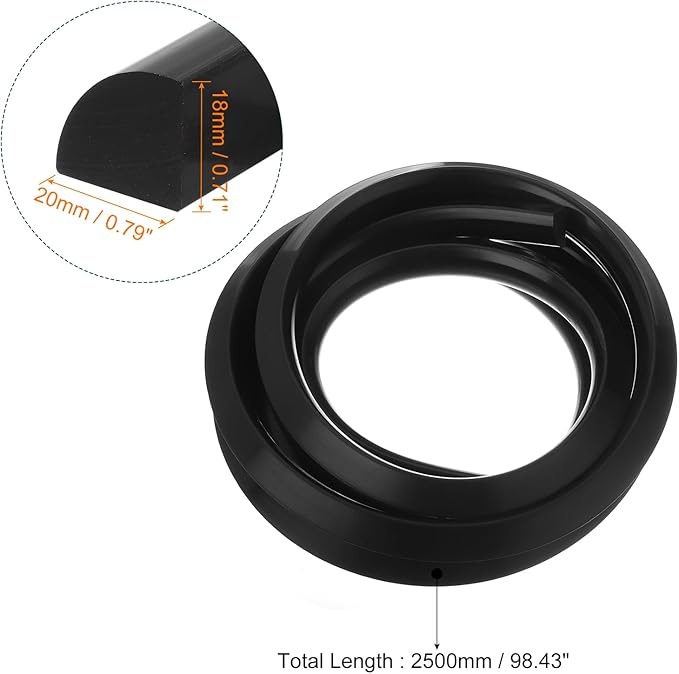 uxcell Flexible Molding Trim, 98 Inch Flexible Quarter Round Molding Silicone Peel and Stick Trim Self Adhesive Shower Water Barrier for Corner Decor Bathroom Kitchen, Black