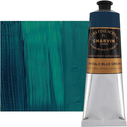 Charvin Extra Fine Professional Artist Acrylic Paint Colors, Nature Themed Hues, 150ml Phthalo Blue (Green Shade)