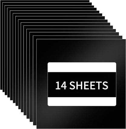 HTVRONT Permanent Vinyl, 14 Pack Matte Black Vinyl for Cutting Machine- 12 ” x 12 ” Black Permanent Adhesive Vinyl Sheets for Craft Projects