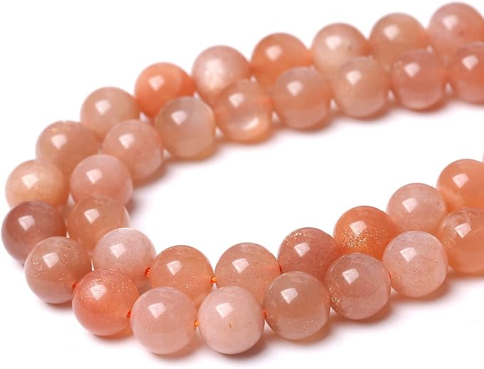 45pcs 8mm 7A Natural Orange Sunstone Round Loose Spacer Beads for Jewelry Making DIY Bracelets Necklaces Healing Energy Stone Beads (8mm, 7a Suntone)