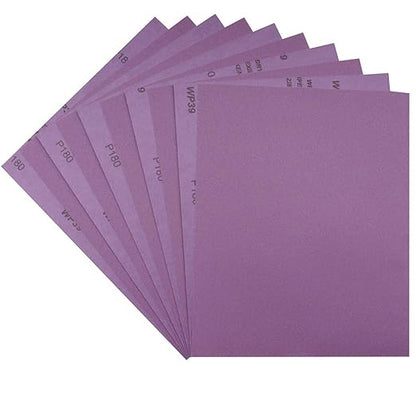 Sandpaper 180 Grit,Wet Dry Sanding Sheets,High Performance White Fused Alumina Abrasive Sand Paper for Wood Furniture Finishing,Metal Grinding,Automotive Polishing,9 x 11 Inch,10-Pack