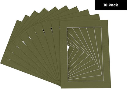 11x14 Mat for 8.5x11 Photo - Precut Dill Green Picture Matboard for Frames Measuring 11 x 14 Inches - Bevel Cut Matte to Display Art Measuring 8.5 x 11 Inches - Acid Free Pack of TEN MATS