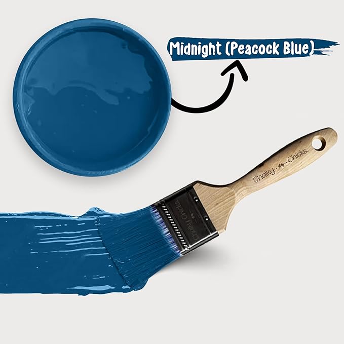 Chalky Chicks 8 Fl Oz Matte Midnight (Peacock Blue) Chalk Paint for Furniture Without Sanding - No Prep Furniture Paint No Sanding All in One for Crafts, Walls, Cabinet, Metal, Dresser, Farmhouse