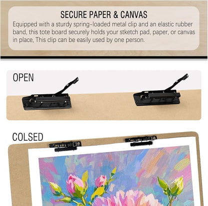 Drawing Board - 23" x 26" Sketch Board with Handle for Drafting Art - Portable Sketch Board for Class or Studio Fit in Artists Tote