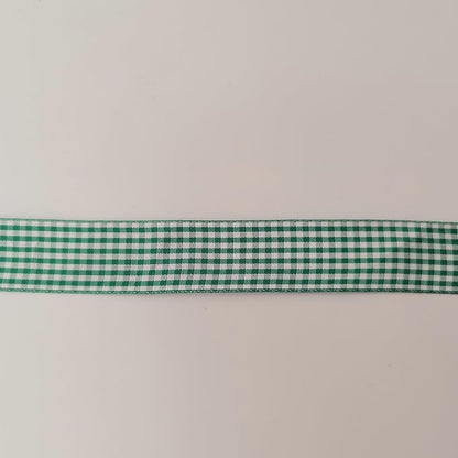Green and White Woven Edge Plaid Ribbon 100% Polyester Gingham Ribbon 25 Yards Each Roll (1",Green)