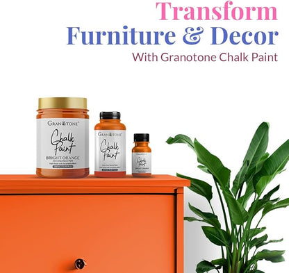 GRANOTONE Chalk Paint for Furniture | Matt-Finish Water-Based Acrylic Paint for Wood, Walls, Metal, Glass, Paper, Fabric Canvas | Maximum Coverage Chalk Paint for Kids & Adults, 500 Ml (BRIGHT ORANGE)