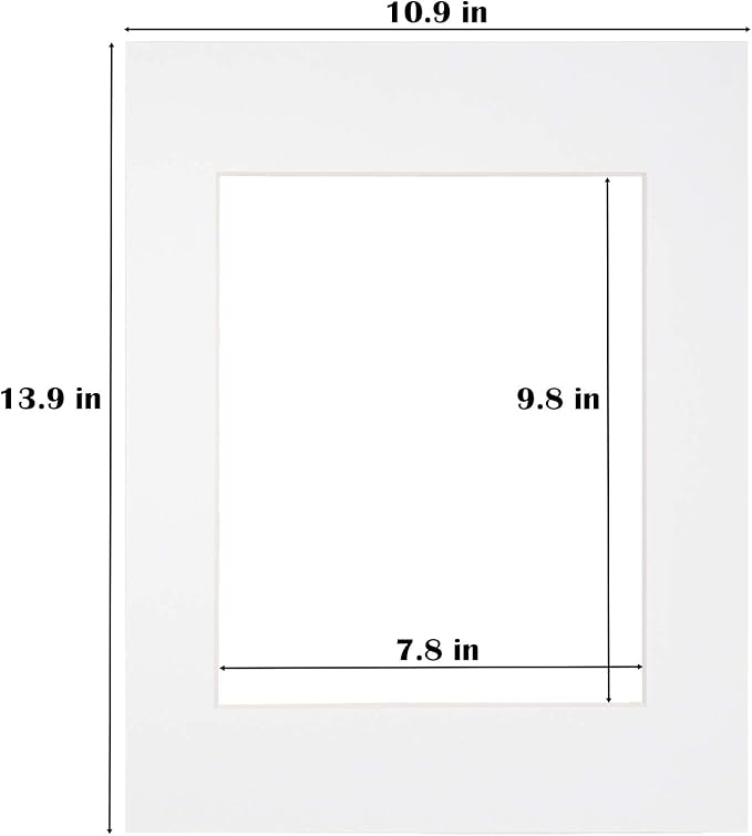 Egofine 11x14 White Picture Mats Pack of 25, Frame Mattes for 8x10 Pictures, Acid Free, 1.2mm Thickness, with Core Bevel Cut