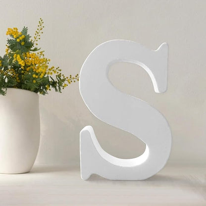 Wood Letters 4.3 Inch, White Unfinished Wood Letters for Graft, Wooden Letters for Wall Decor, Standing Letters for Bedroom, Home, Birthday, Party, DIY Graft (S)