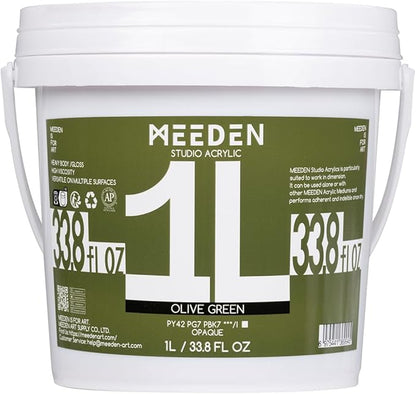 MEEDEN Olive Green Acrylic Paint: 1L /33.8oz Heavy Body Gloss - Thick Art Paints for Canvas Crafts Painting