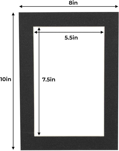 6x8 Mat for 8x10 Frame - Precut Mat Board Acid-Free Show Kit with Backing Board, and Clear Bags Textured Black 6x8 Photo Matte Made to Fit a 8x10 Picture Frame Matboard for Framing, Pack of 10 Mats