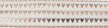 MEEDEE Heart Wired Ribbon - 2.5 Inch Rose Gold & Pink Sheer Organza Ribbon, 25 Yards Roll, Perfect for Valentine Bows & Decor