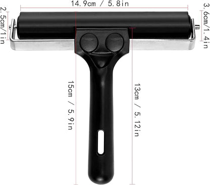 Printmaking Brayers，Rubber Roller, Brayer Ideal for Anti Skid Tape Construction Tools, Print, Ink and Stamping Tools,Crafting, Hard Rubber Roller Brayers, Vinyl Roller Ink Paint Brush (5.9in)