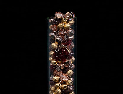 1.8 oz (50g, Approx. 1220 pcs) Mix of Faceted Fire Polished Pressed Czech Glass Beads, Sparkling Shiny Mix BCV
