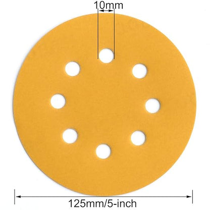 5-Inch 8-Hole Hook and Loop Sanding Discs 800-Grit Random Orbit Sandpaper, 100-Pack