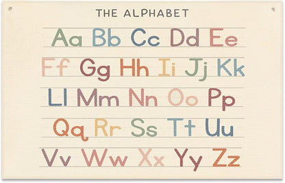 Alphabet Banner Playroom Decor Banner Canvas 21 in x 33 in Hanging Flag Perfect for Kids Nursery and Playroom Wall Stylish Room Decor for Boys and Girls