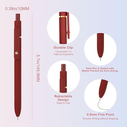 Ddaowanx Colorful Gel Pens, 0.5mm Fine Point Retractable,Multi Colored Pens for Journaling and Sketching,School Supplies,Stuffers for Teens, Gifts for Women (6Pcs-Vintage Colors)