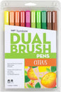 Tombow 56196 Dual Brush Pen Art Markers, Citrus, 10-Pack. Blendable, Brush and Fine Tip Markers