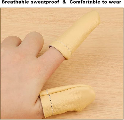2 Pairs Leather Finger Protector Needle Felting Knitting Finger Thimble Guards Tools for Hand Craft Sewing Needlework Handmaking(Random Color)