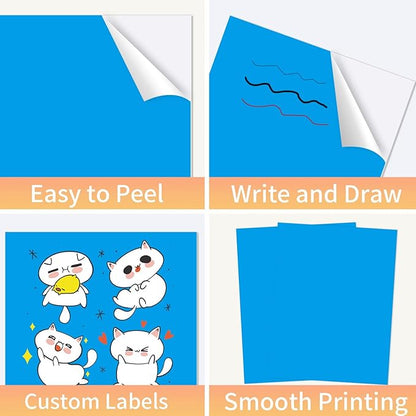 Printable Sticker Paper, 20 Sheets Blue Printable Sticker Paper, Laser/Inkjet Printing- Matte Blue, Letter Size (8.5" x 11")