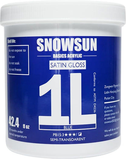 SNOWSUN Blue Acrylic Paints, Large Bulk Heavy Body Acrylic Paint (42.4 oz, 1L) - Non Toxic Gloss Thick Art Paint for Multi-Surface, Canvas Wood Ceramic and Leather, Stone Craft, for Artists & Beginners