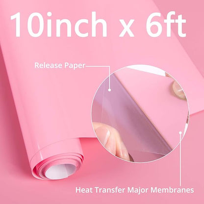 HTVRONT Puff Vinyl Heat Transfer -10" x 6ft Light Pink 3D Puff Heat Transfer Vinyl Foaming Colorful Puffy Iron on Vinyl for T-Shirt- Pink Puff Htv Vinyl for Compatible with Cricut Cutting Machine