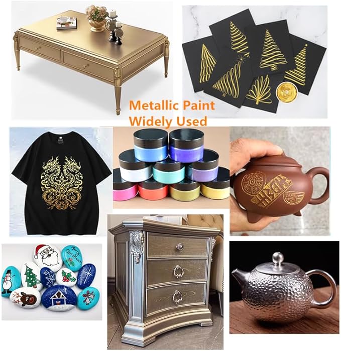 Shimmer Metallic Acrylic Paint Metallic Chalk Paste 1.7oz/50ml Gold, Ideal for Wood/T-Shirts/Glass/Stone, DIY Crafts Projects Glitter Pearlescent Golden Pigment Suitable for Beginners Artists