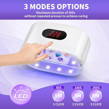UV Light for Resin, 36W Double Side Fast Curing UV Resin Light with Adjustable Time Setting Portable Foldable Small UV Lamp