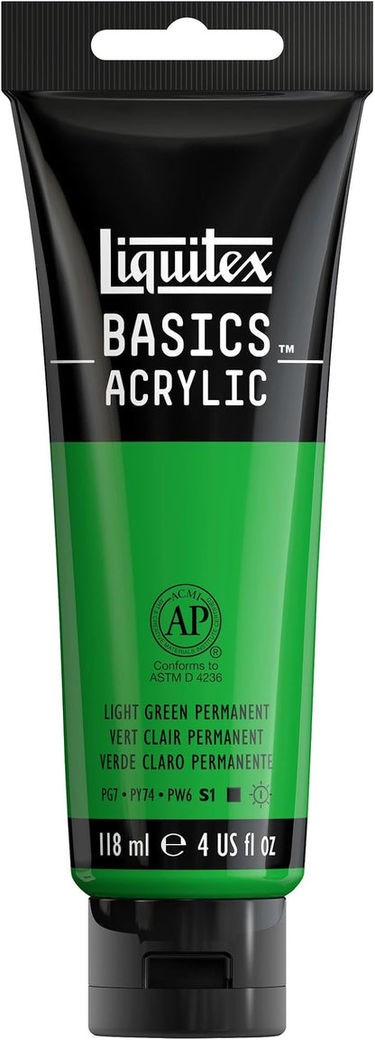 Liquitex BASICS Acrylic Paint, 118ml (4-oz) Tube, Light Green Permanent