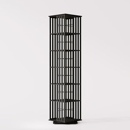 YOWOS Rotating Bookshelf Tower, 360 Display Spinning Bookcase, Bamboo Bookshelf Floor Standing Storage Rack, Wood Narrow Book Shelf Organizer for Kids&Adults (Black, 6 Tier)