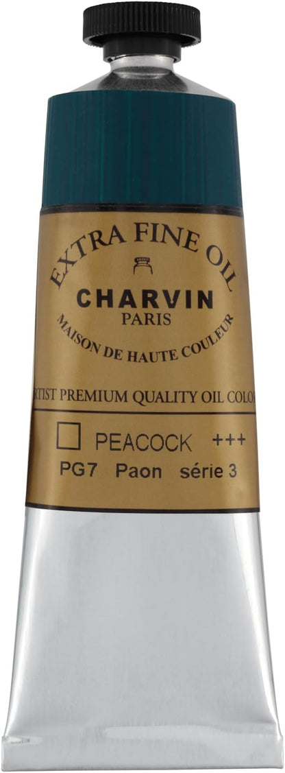 Charvin Extra Fine Oil Paint, Peacock Green 60 mL - Triple-Milled, Rich Texture, Poppy Oil-Based, Light-Fast, Handmade, Archival Quality