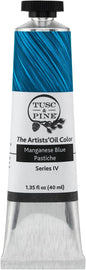 Tusc & Pine Artist Oil Paint - Manganese Blue Pastiche, 40 ml, Non-Yellowing, Rich & Creamy Consistency, Maximum Pigment Load, Small Batch Milled Oil Paints Made in the USA for Professional Artists