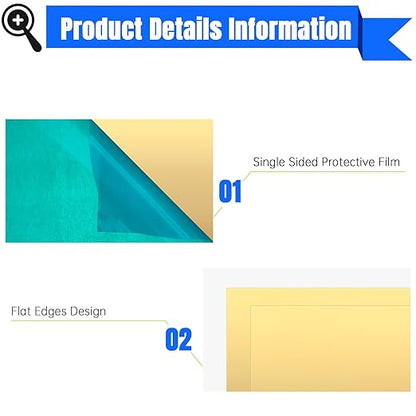 Brass Sheet,4" x 8"-18 Gauge(1mm) Thickness,99.9% Pure Brass Plates for DIY, Jewelry, Electrical, Repair, Industrial(2 Pac）