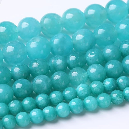 90PCS 4MM Lake Blue Chalcedony Natural Gemstone Round Stone Beads for Jewelry Making DIY Energy Stone Healing Power Bracelet 15"