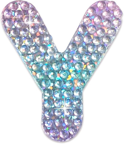 StickerBeans® Rhinestone Alphabet Letter Sticker Y - Unique Sparkly Design 2” x 2” Cut-to-Shape Adhesive - Personalization, Collecting, Gifting, Scrapbooking, Decorating Laptops, Phone Cases, All Ages