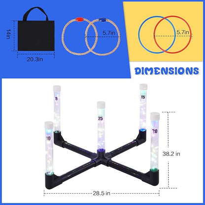YEEA LED Ring Toss Game for Kids, Adults | Glow in The Dark LED Outdoor Yard Games | Perfect for Camping, Beach, and Backyard Family Gatherings