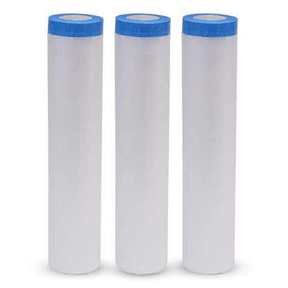 VECOPE 3-Piece Set,Pre- Masking Film Protection Covering Cloth Tape | for Automotive Covering Painting Paint Masking (9.2-Feet X 65 Feet)