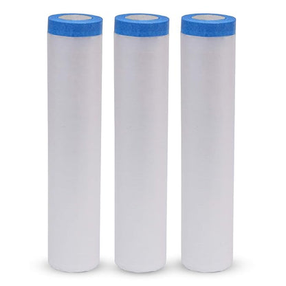 VECOPE 3-Piece Set,Pre- Masking Film Protection Covering Cloth Tape | for Automotive Covering Painting Paint Masking (8-Feet X 65-Feet)
