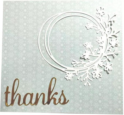 Mvchifay Cutting Dies Happy Birthday Metal Stencils Scrapbooking Tool DIY Emboss Paper Card Making (Wreath-11.2x11cm)