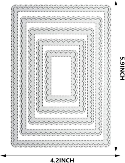 YKW Scalloped Background Frame Metal Cutting Dies Set for Card Making Albums Scrapbooking Paper Crafts DIY Tool Kit, Embossing Tools Die Cuts Etching Templates Stamps Paper Card Decorations