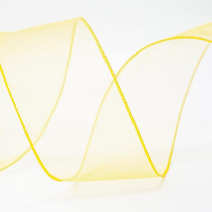CT CRAFT LLC Sheer Organza Wired Ribbon 2.5" x 50Yards Yellow for Wedding Chair Bow Flora Bouquet Gift Wrapping Christmas Tree Home Decor Wreath