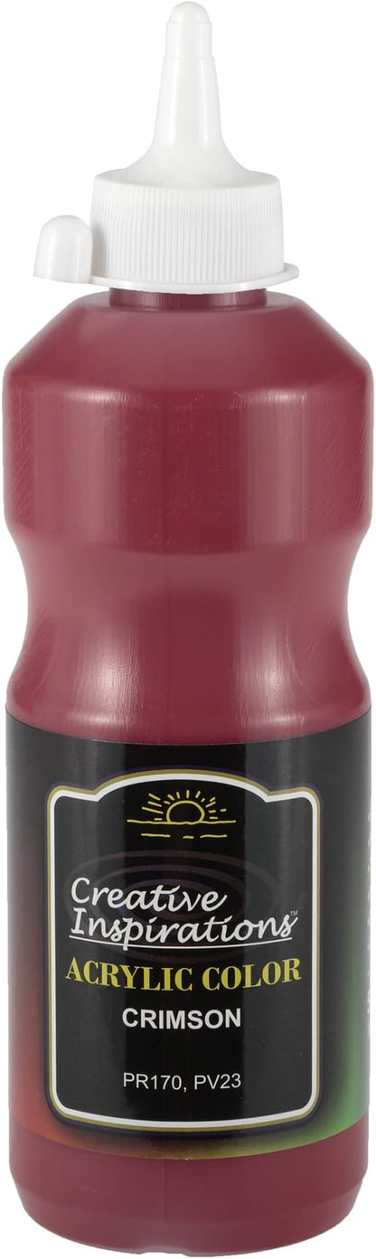 Creative Inspirations Acrylic Paint - Crimson - 500 mL Bottle - Smooth & Creamy Consistency, Vibrant Pigmentation, Great Coverage for Artists - Clean Up with Soap & Water